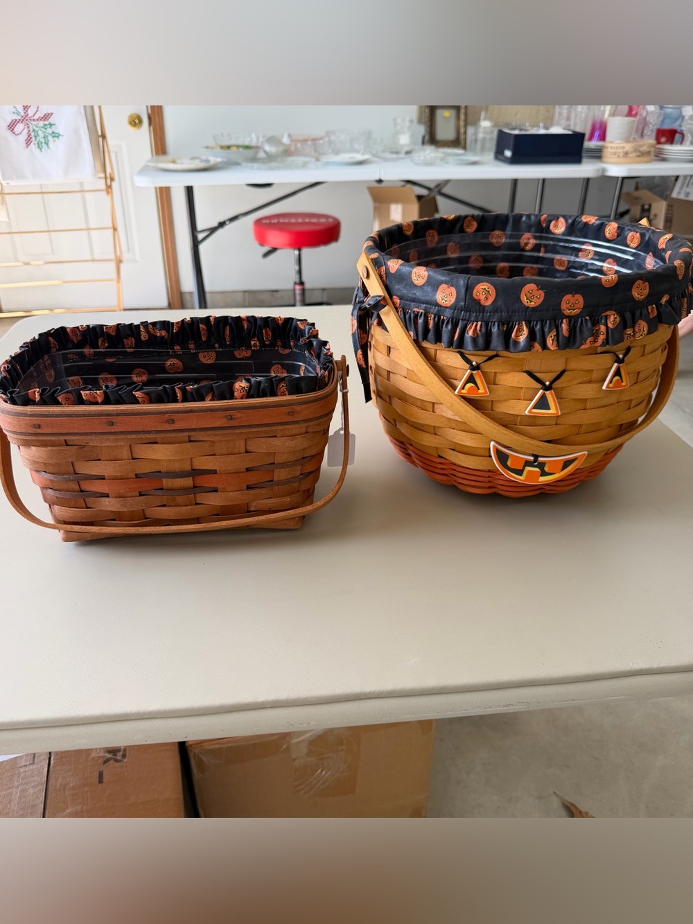 Longaberger XL Pumpkin Basket and Boo Basket